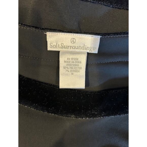 SOFT SURROUNDINGS Tunic Black Boat Neck Dressy Night Out Party Velvet Velour 1X - Picture 2 of 11